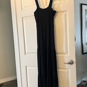 LOFT Black Sleeveless Square Neck Maxi Sundress
